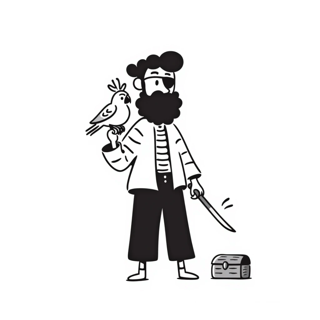 old pirate with a parrot on his shoulder sticker