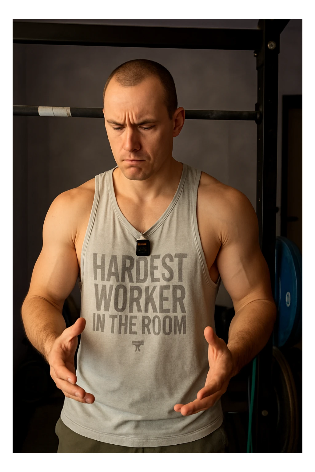 Uomo che si allena e sta cercando di capire quanta intensità mettere sticker