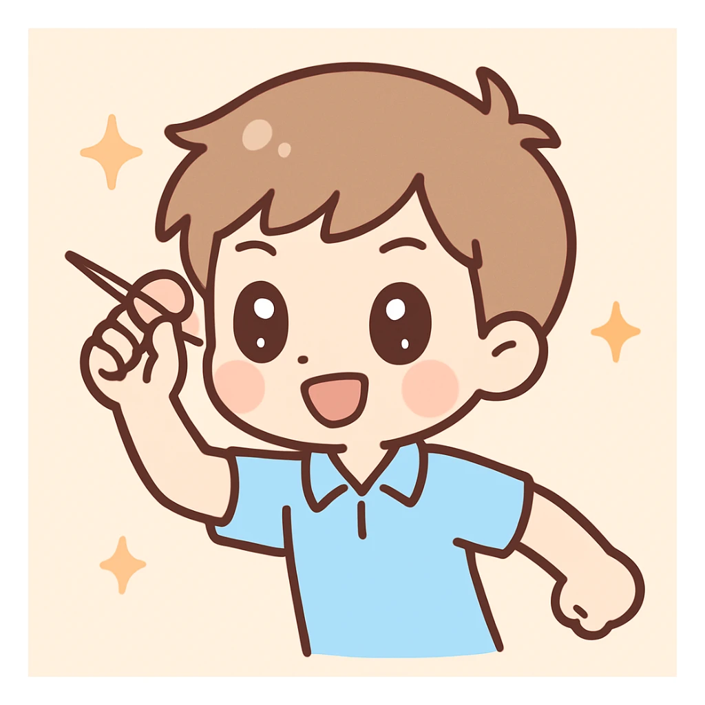 anime style emoji of a guy throwing darts, expressive and dynamic pose, simple background sticker