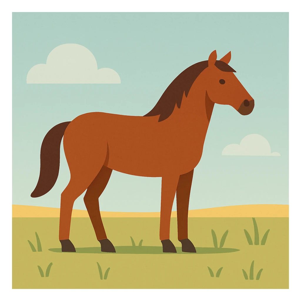 Flat design style horse in the plains sticker