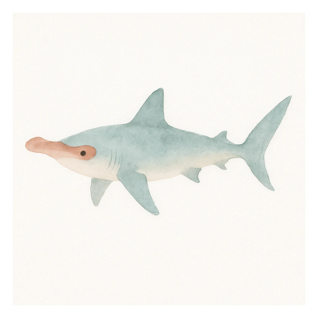 hammerhead shark, watercolor illustration sticker