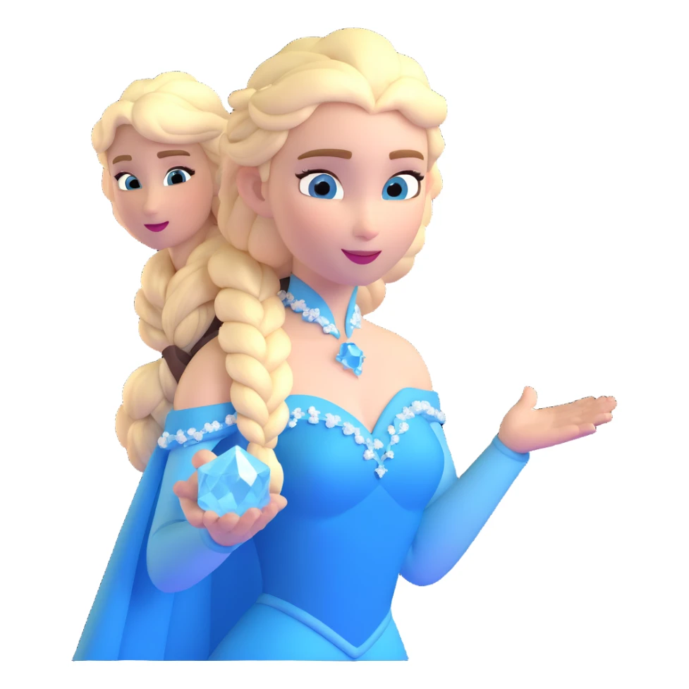 Queen Elsa ice powers with blonde braid, upper body from Frozen sticker
