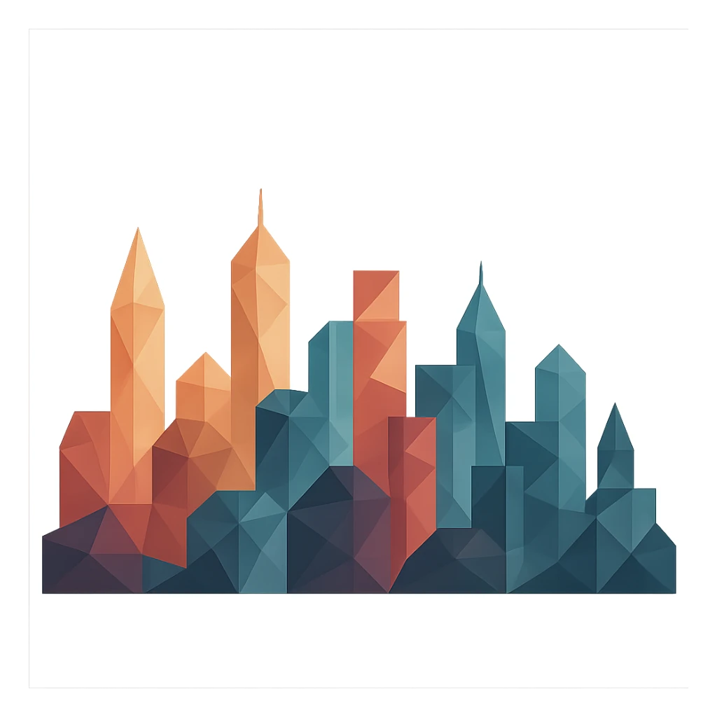 city skyline composed of geometric shapes in polygonal style sticker
