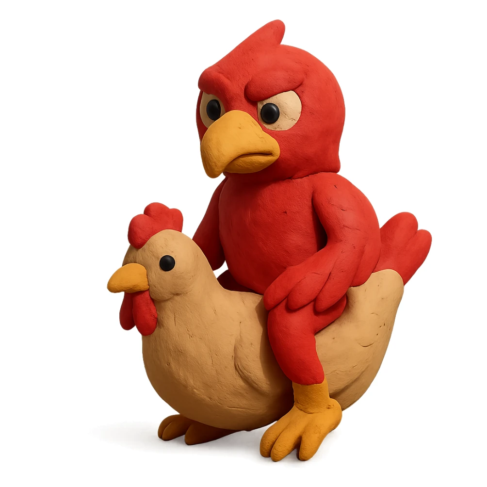 red hawk mascot sitting on a chicken sticker