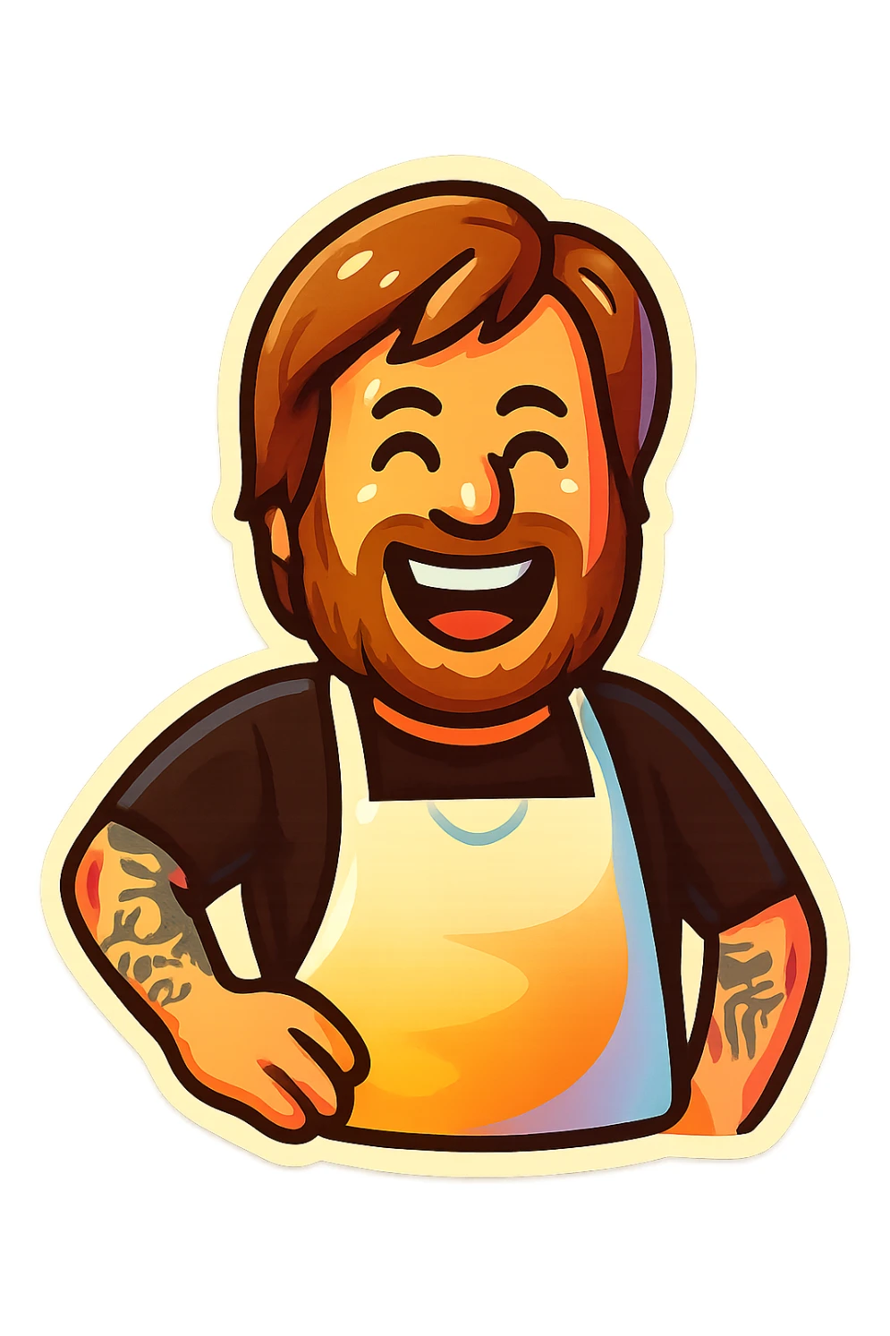 Create an emoji based on this person's appearance. Use a fun, expressive style suitable for emoji, in a retro stickers style. sticker