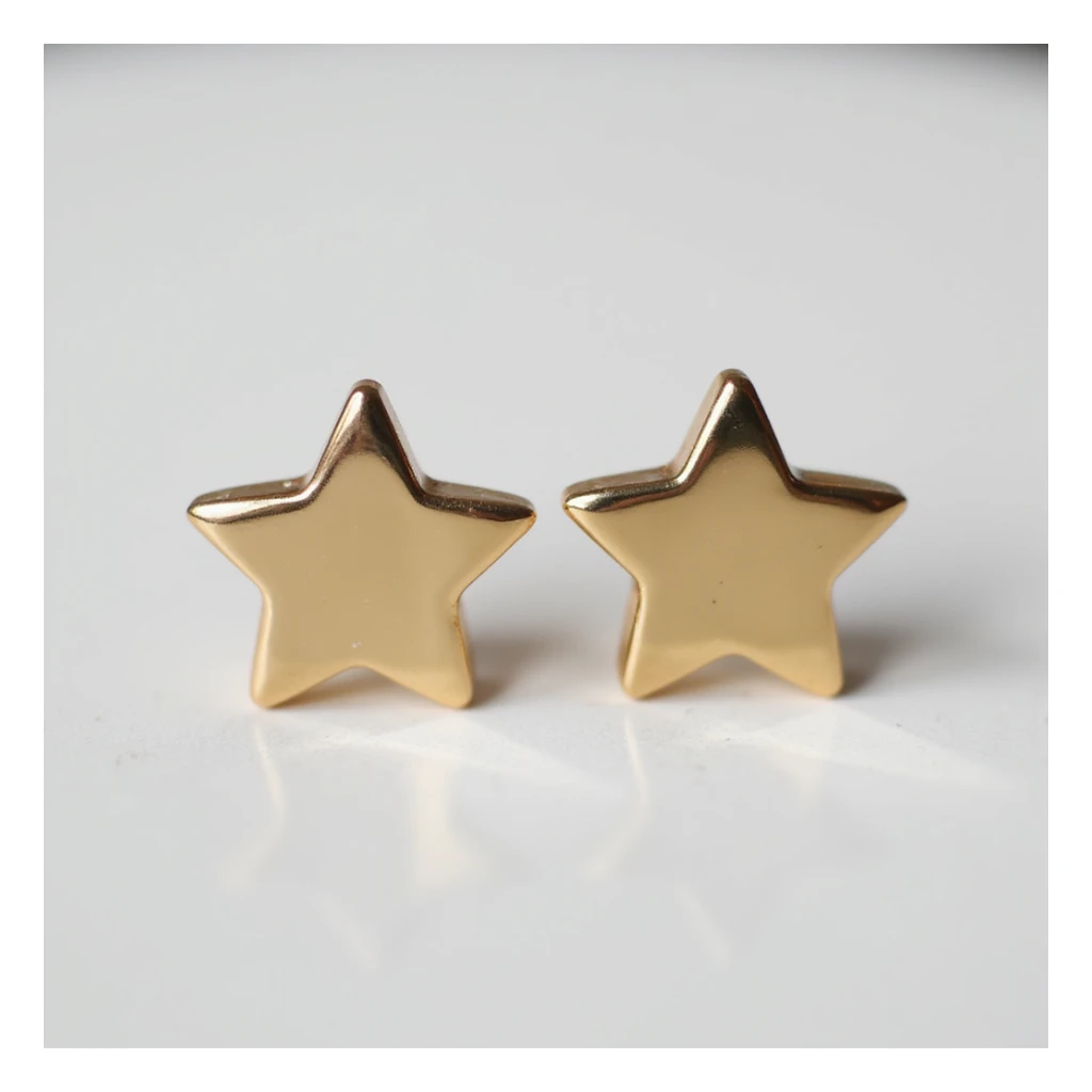 realistic star-shaped earring with a glossy finish, isolated on a transparent background, no visible background sticker