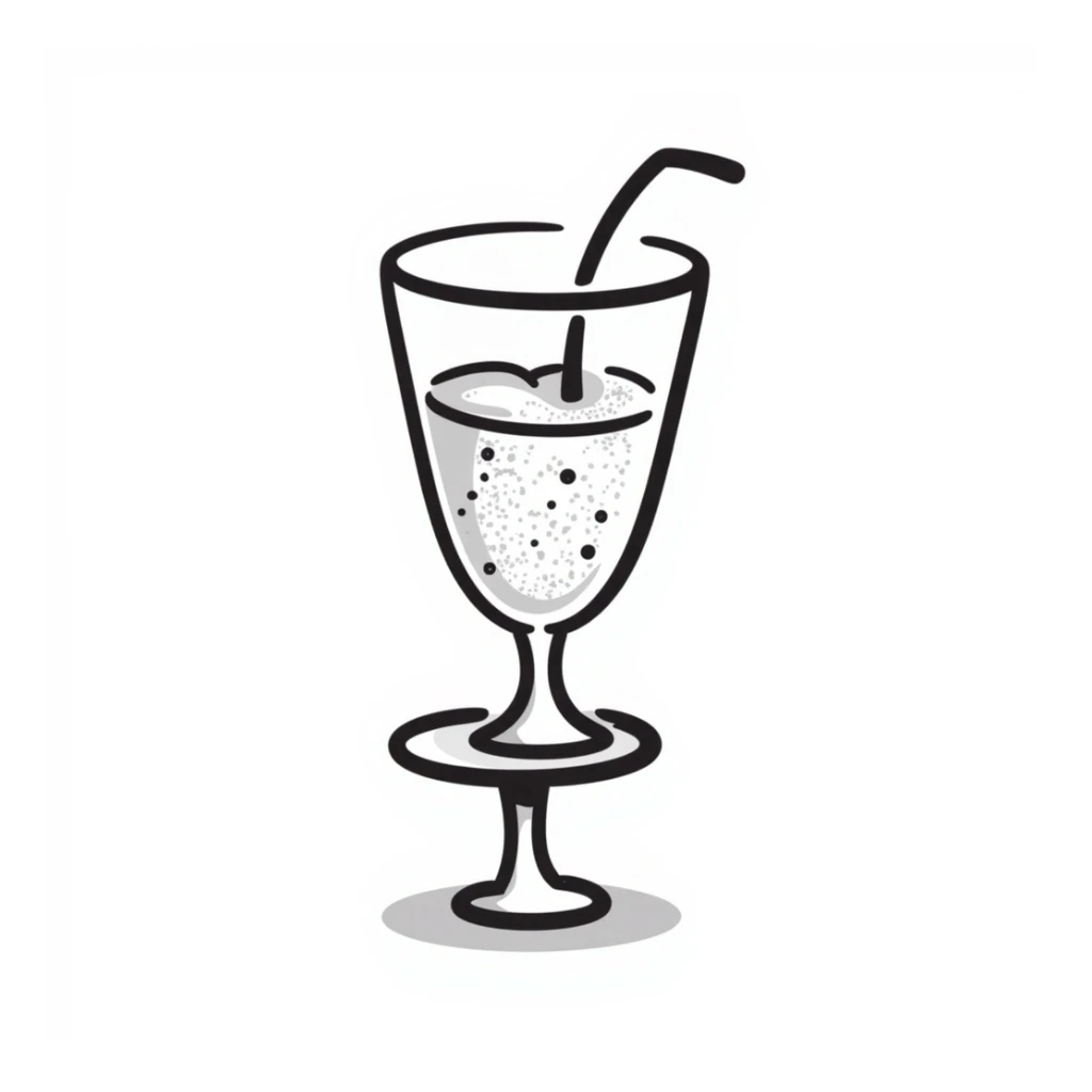 a glass of orange juice, hand drawn doodle style sticker