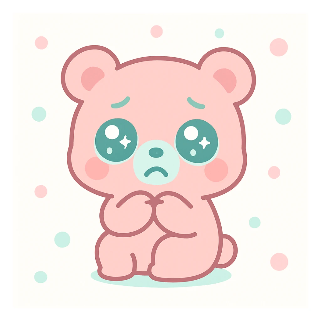 scared bear, simple and cute, big eyes, small body, minimal details sticker