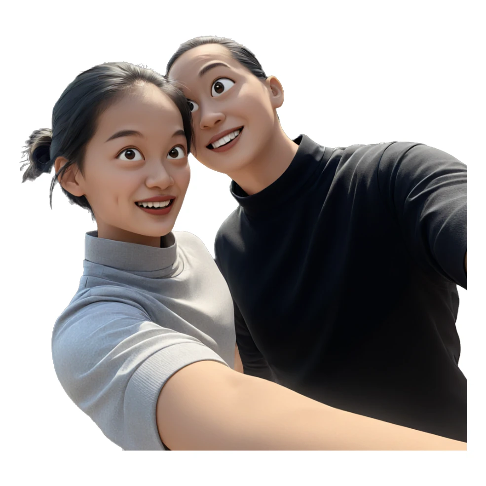 happy girl in outdoor selfie sticker