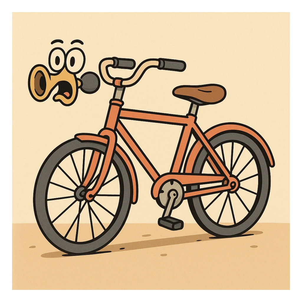 a fun and clear illustration of a bicycle with a horn sticker