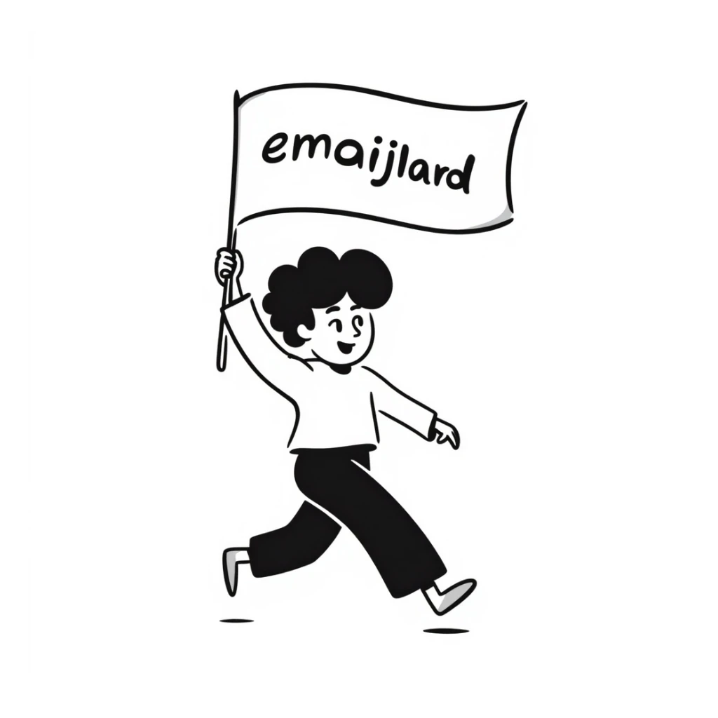 happy runner waving a flag that says 'emojiland' sticker