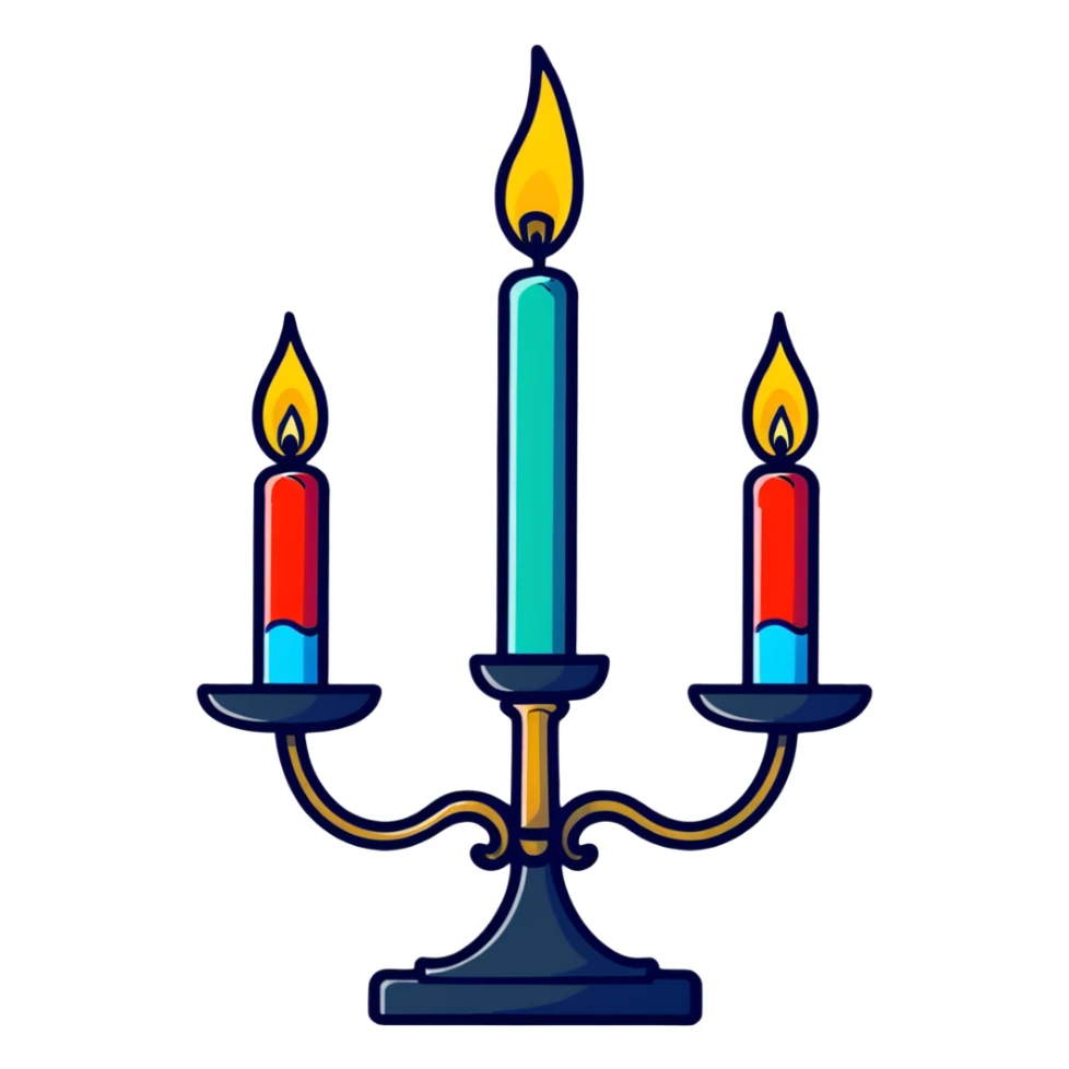 decorative candle holder with 3 lit candles, candelabra sticker