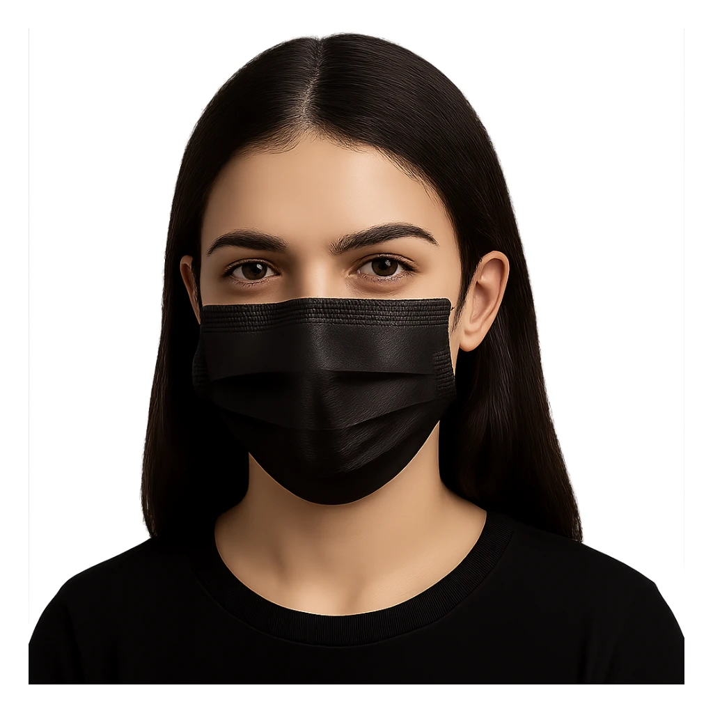 Change the mask to black while keeping the background transparent. The style of the original image should be preserved. sticker