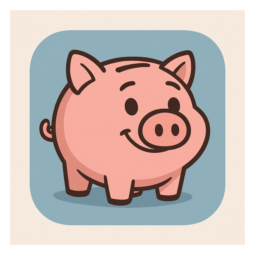 modern simple friendly piggy bank icon suitable for iOS app sticker