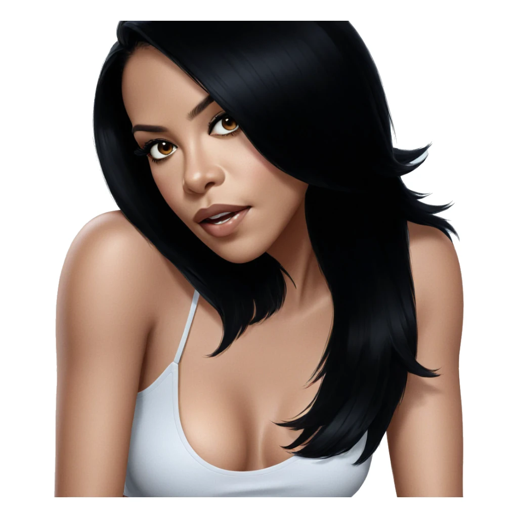 realistic portrait of black haired girl sticker