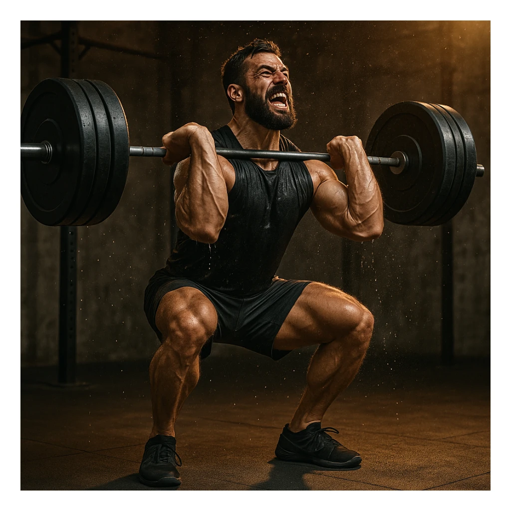 a muscular man lifting a barbell, Crossfit style, energetic pose, dynamic fitness scene sticker
