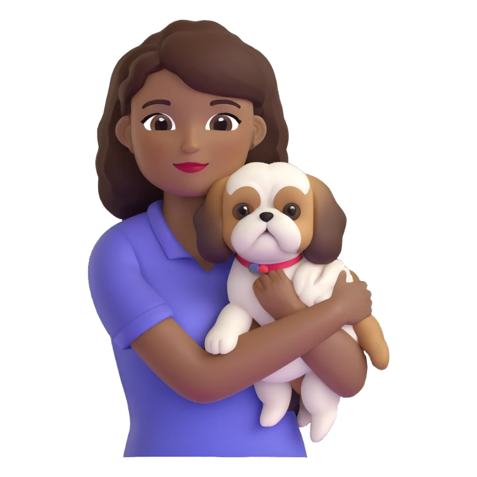 dark-skinned woman holding a Shih Tzu dog sticker