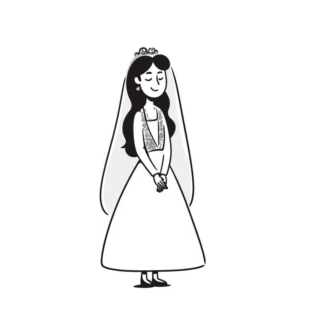 beautiful girl with long hair getting married veil covering face sticker