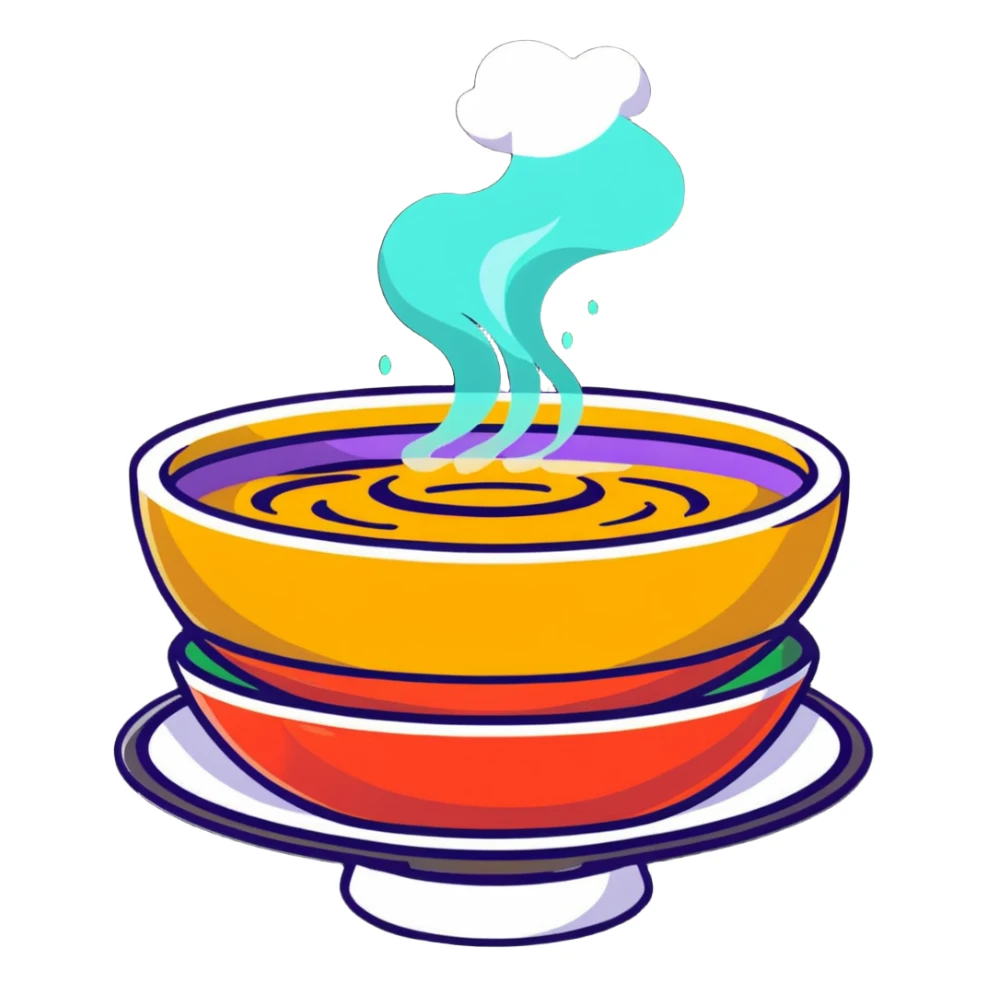 gourmet dish with steam and aroma waves sticker
