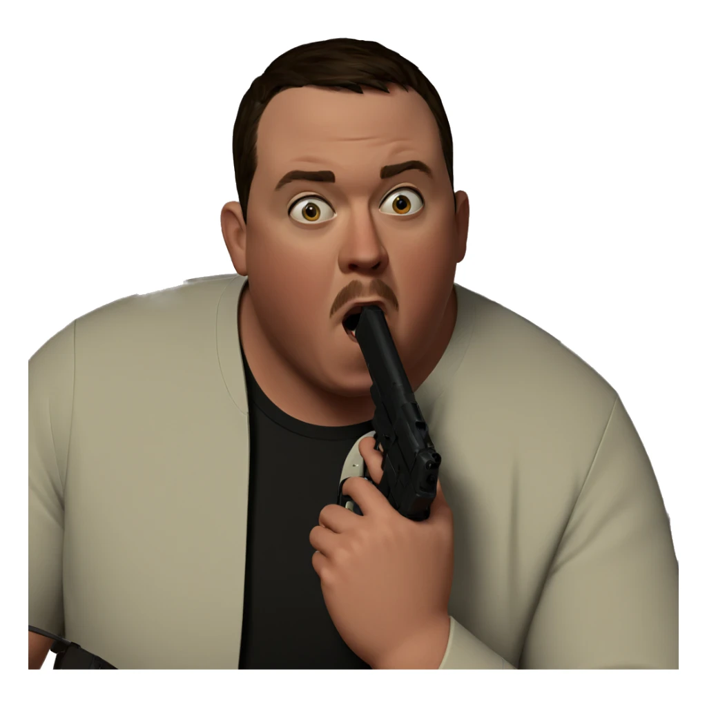 boy with gun indoors sticker