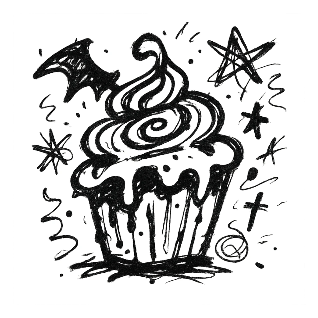gothic cupcake chaotic doodle sticker