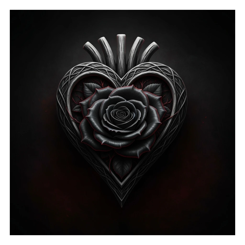 realistic gothic heart with a black rose sticker