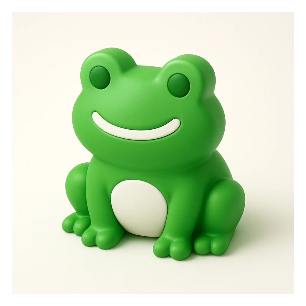 green 3D frog with a big smile sticker