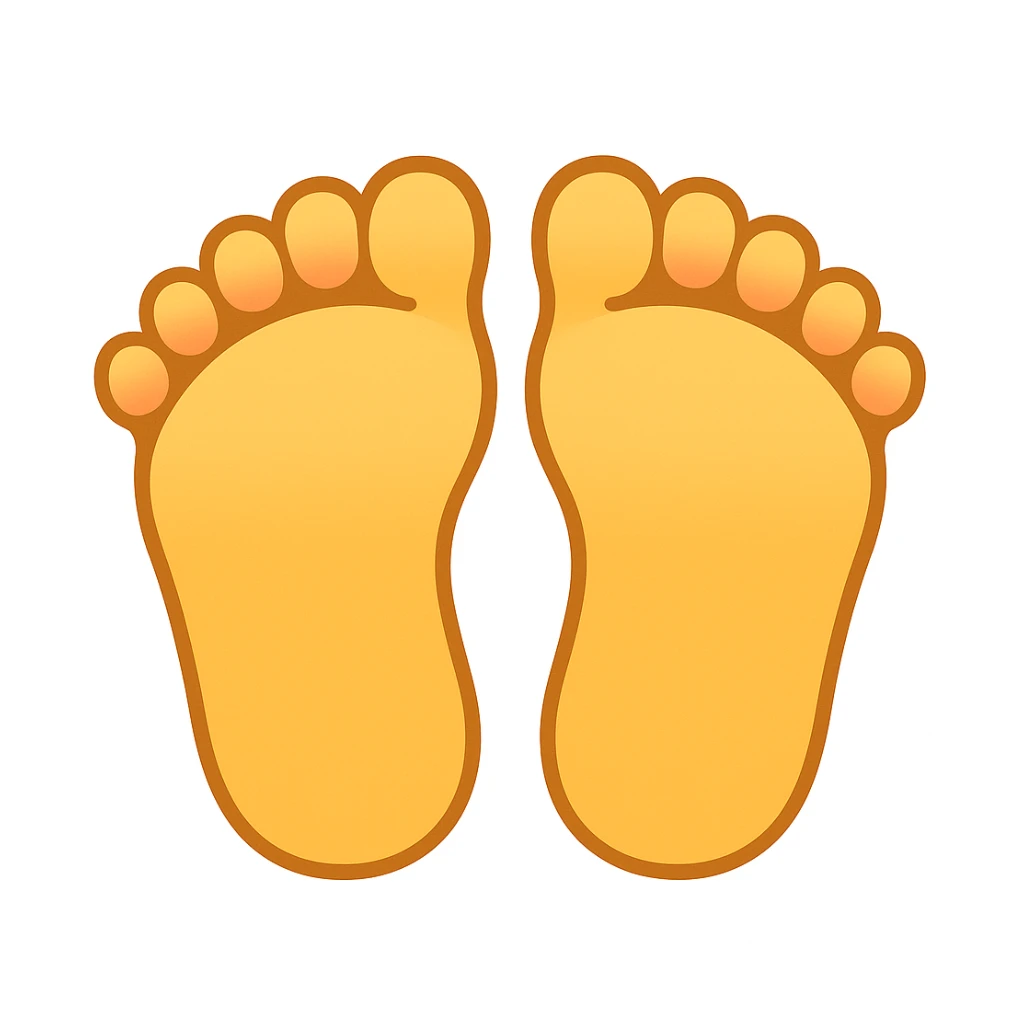 Create a feet emoji inspired by the reference image, showing both feet in a simplified and smooth classic emoji style. Add a subtle blush to the toes for a gentle color accent. sticker
