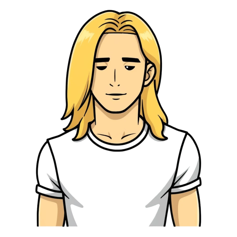 Gay man with long blonde hair  sticker