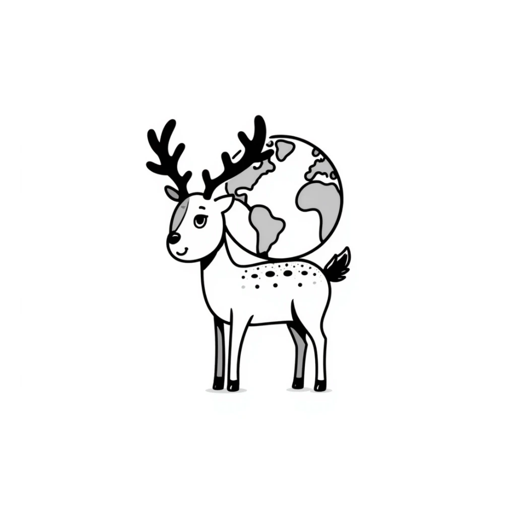 A deer holding the Earth on its antlers sticker