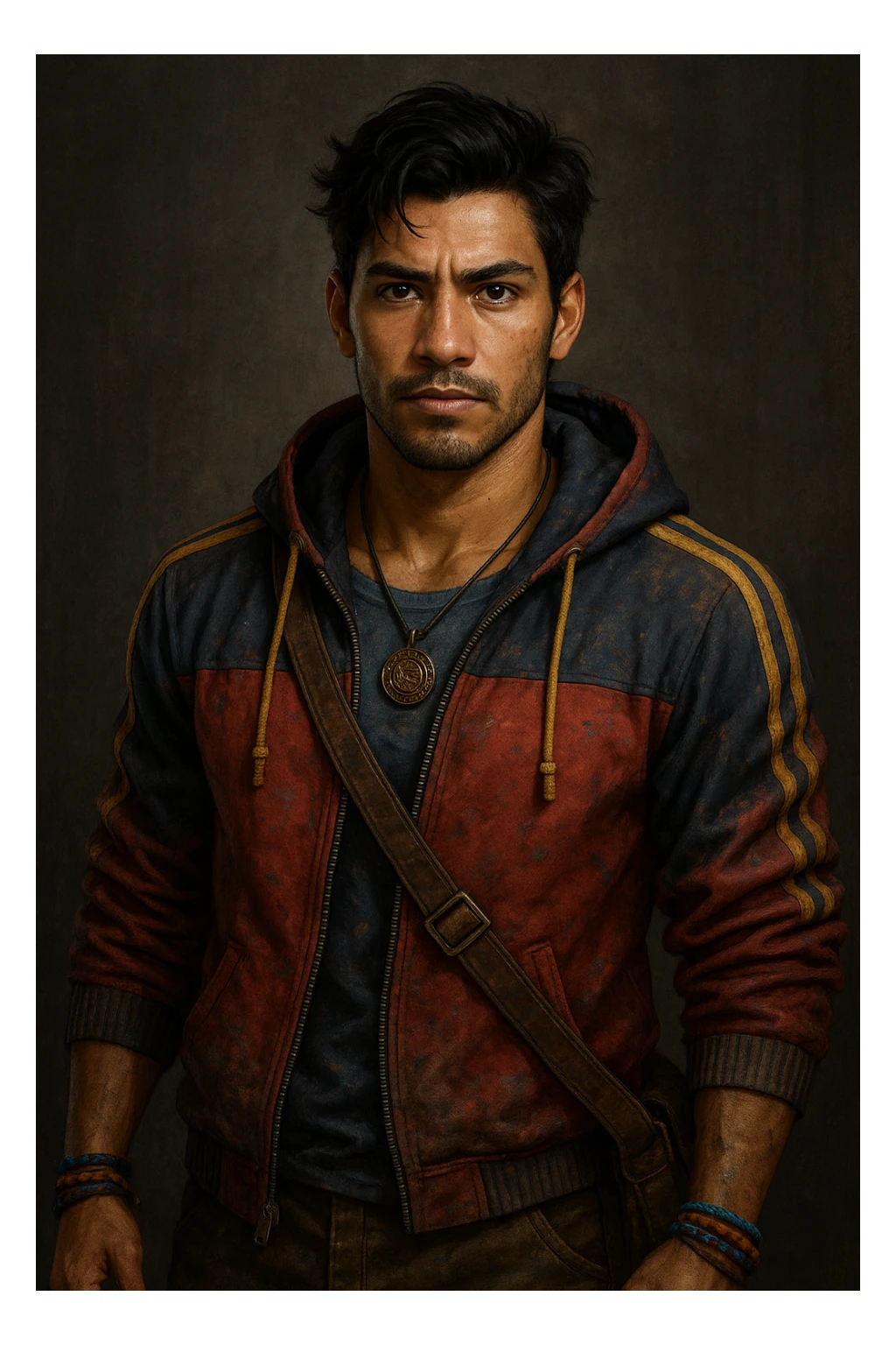 Renato Lyra from Dead by Daylight, detailed portrait, iconic outfit, confident expression, game character style sticker