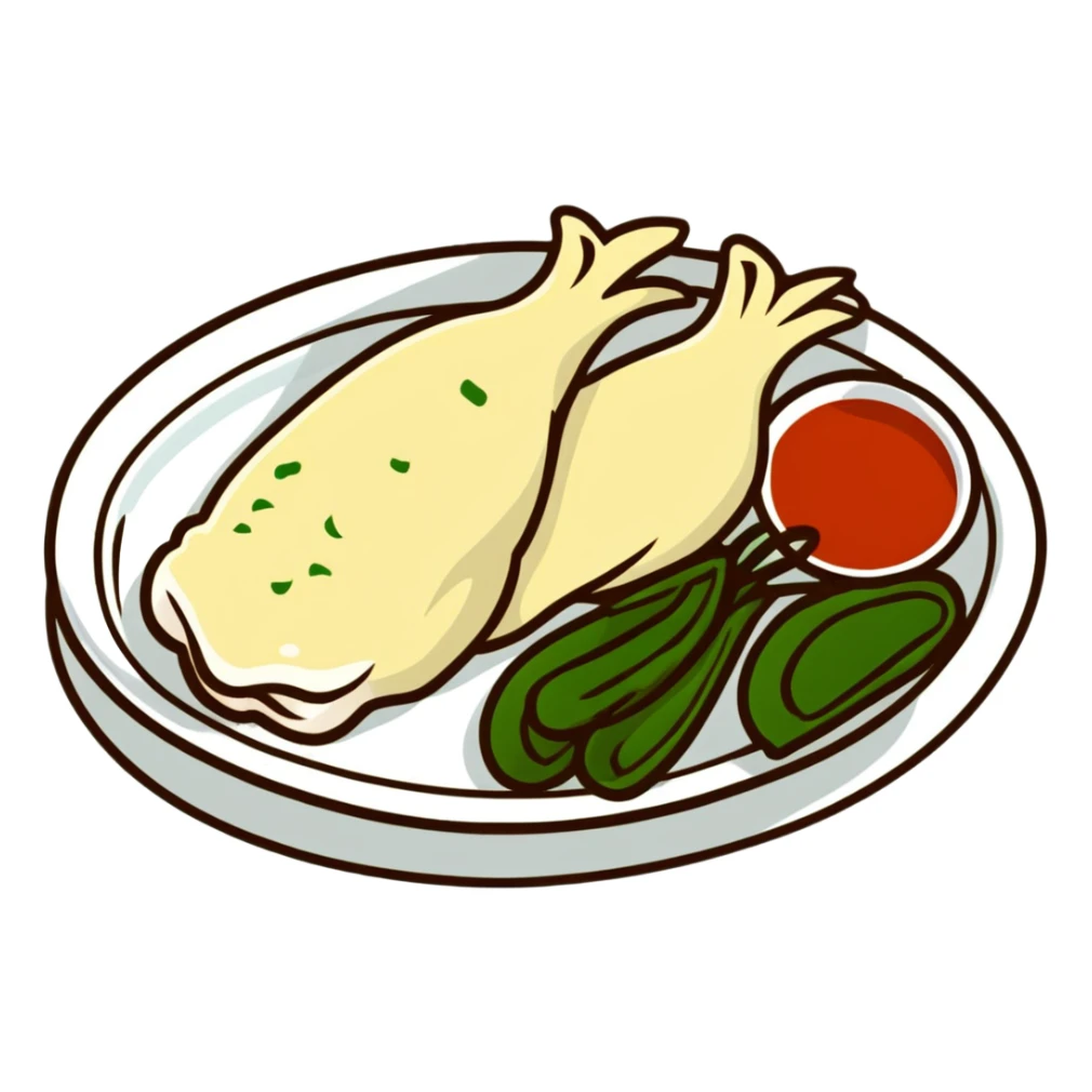 Singapore Hainanese chicken rice with cucumber and chili sauce sticker