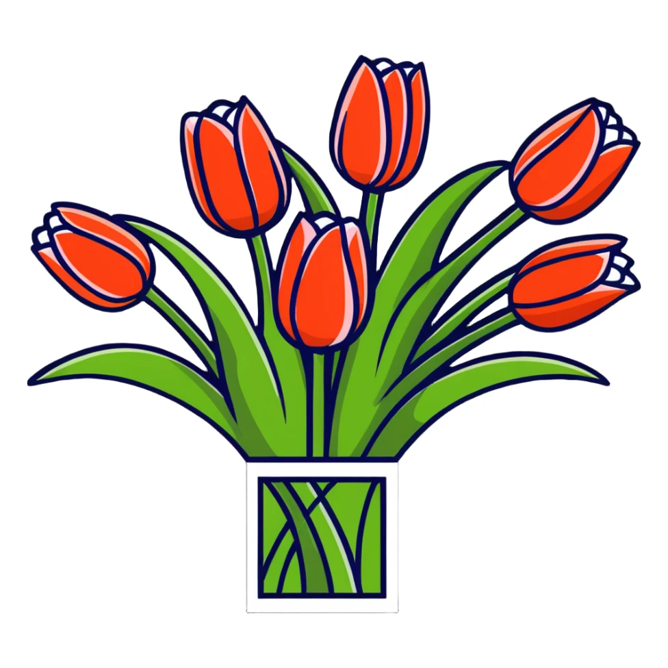 beautiful bouquet of colorful tulips sticker