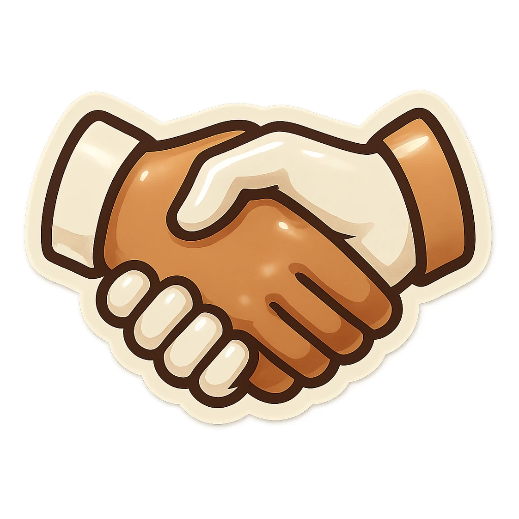 make me a white colour or brown handshake with white outline sticker