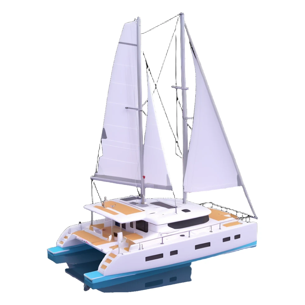 a lagoon 42 catamaran with no wording on the boat  sticker