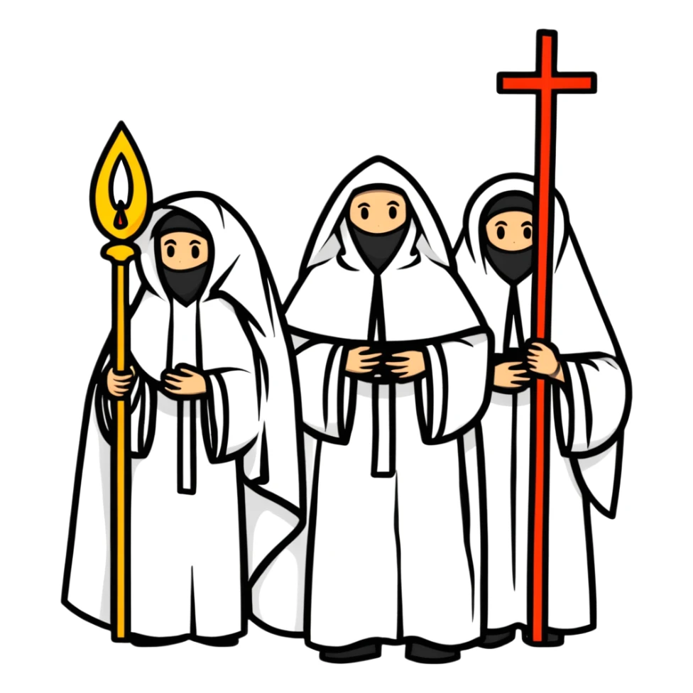 Spanish Holy Week procession with hooded nazarenos sticker