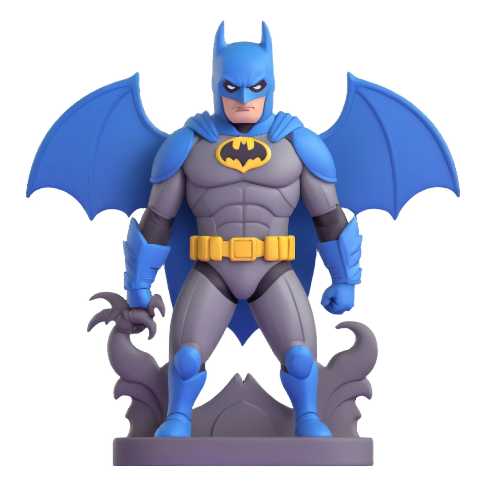Batman in tactical armor suit with pointed ears, standing on gargoyle sticker