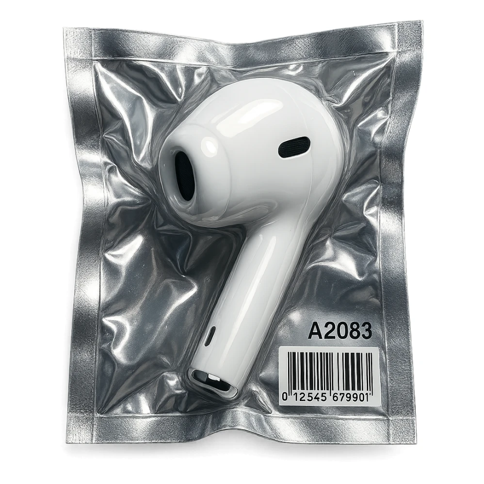 single white EarPod, glossy and puffy sticker