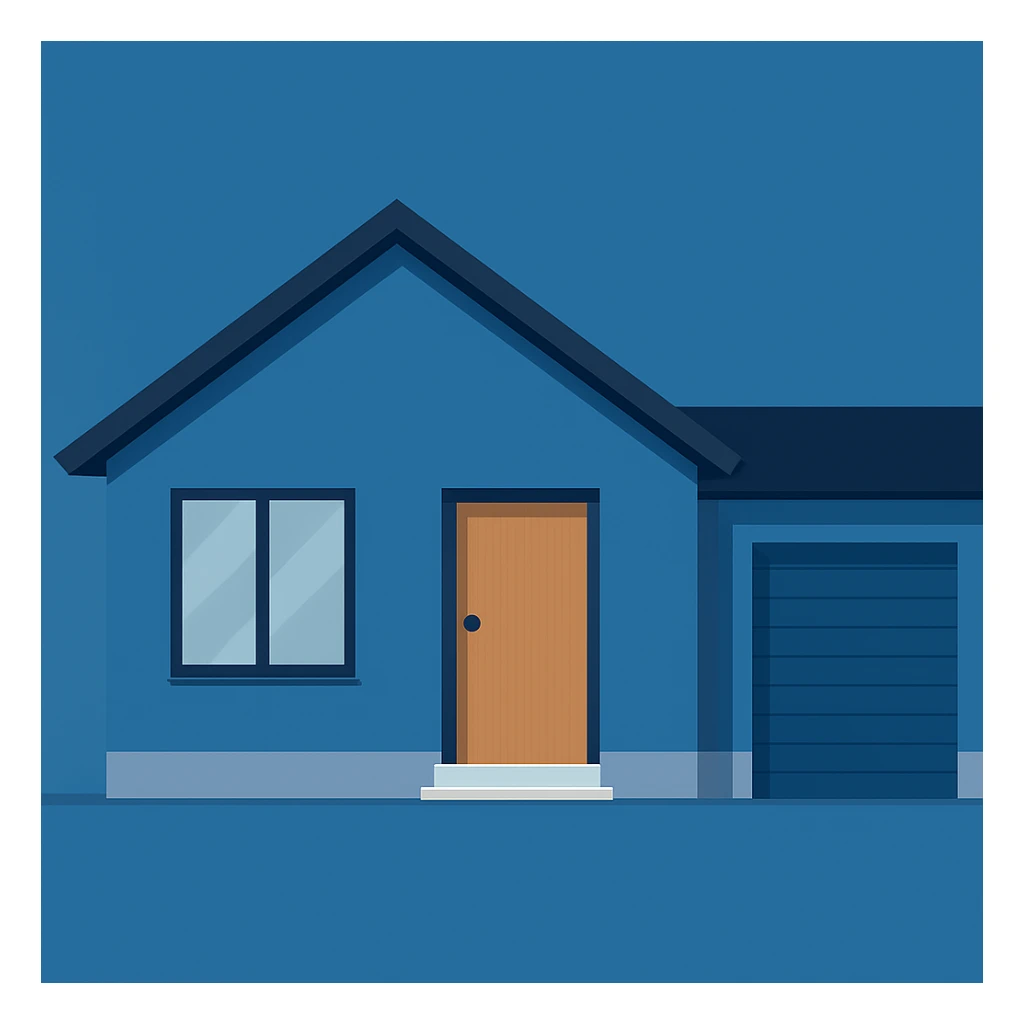 minimal house, blue sticker