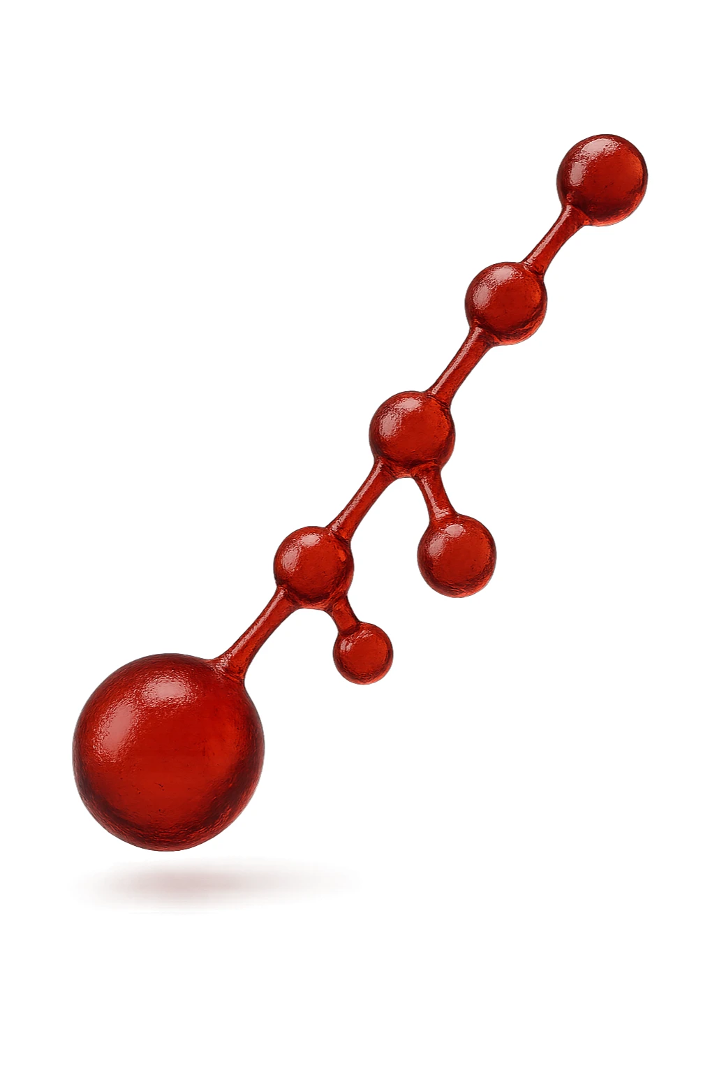 molecola chimica 3d rossa lunga iperrealistica fluttua in aria, 4k sticker