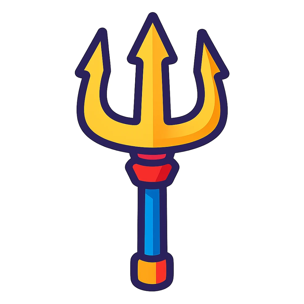 colorful cartoon style trident sticker