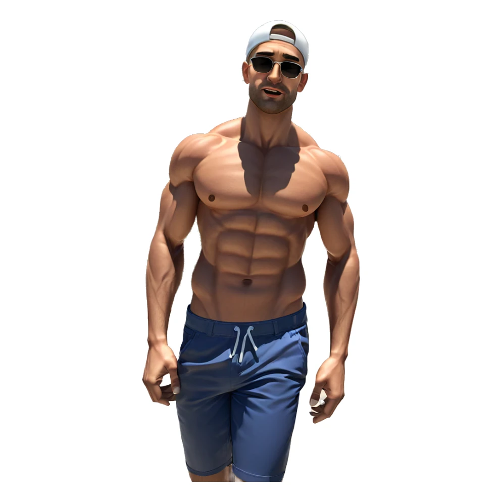 muscular boy in the sun sticker