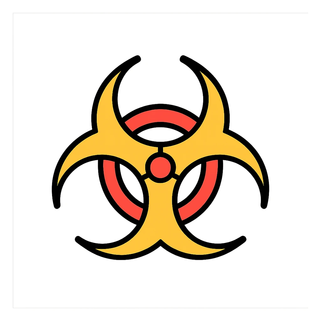 biohazard symbol, bold color outline style sticker