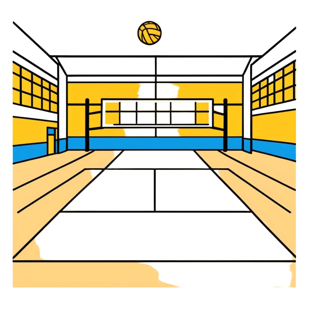 volleyball hall, cartoonish sticker style sticker
