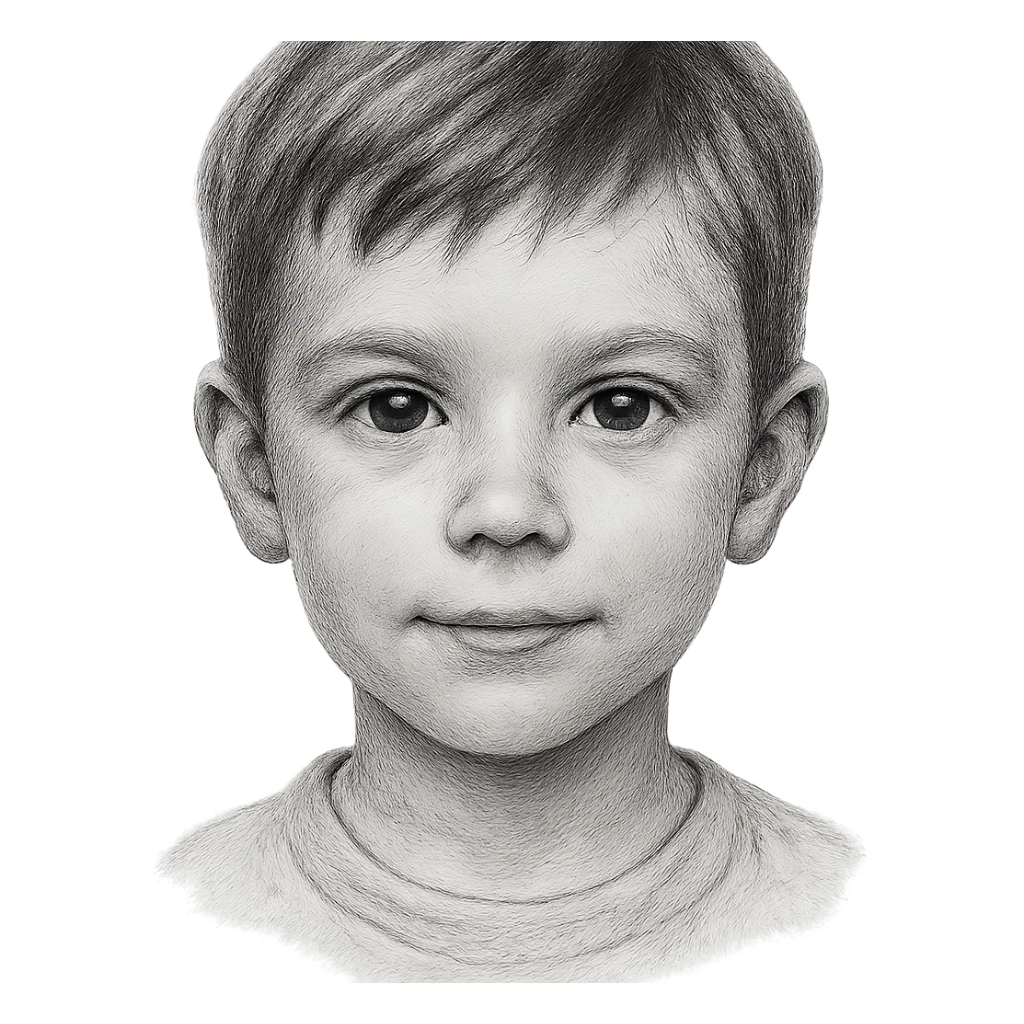 black and white portrait of a child boy's face in general style sticker