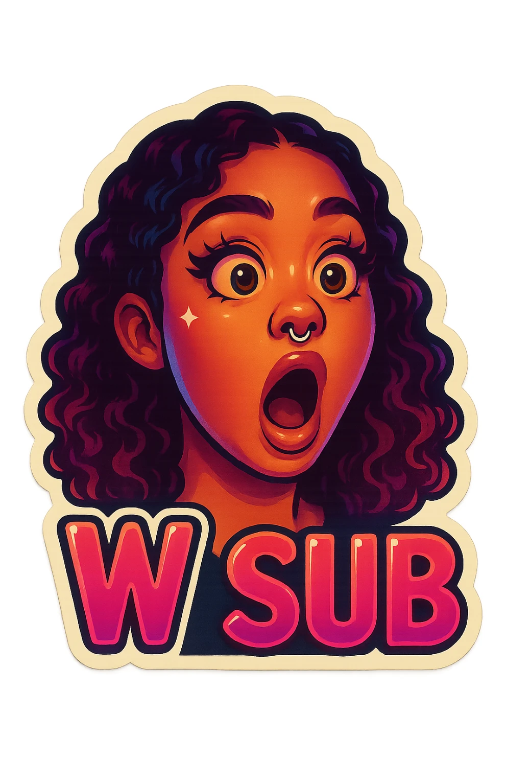 Surprised 
add the words W Sub in pink  sticker