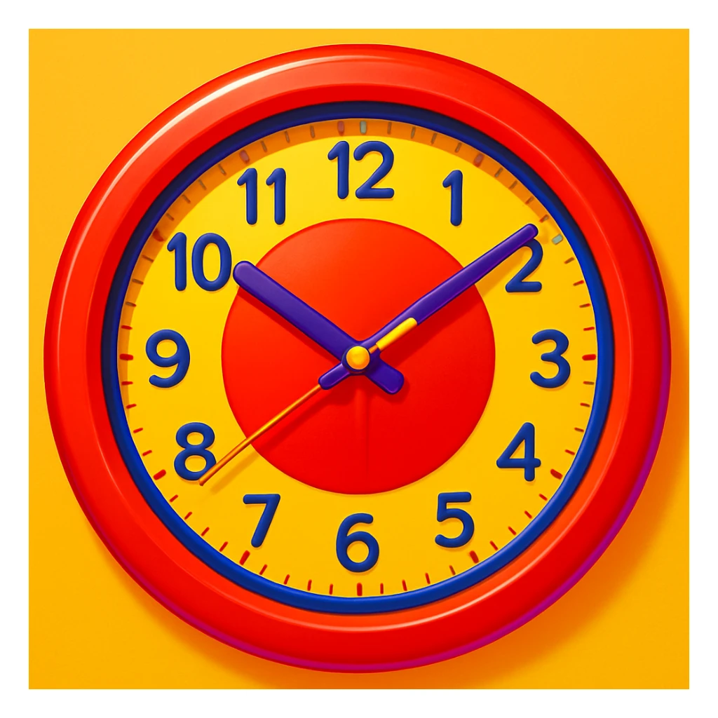red wall clock, emoji style, more vibrant colors sticker