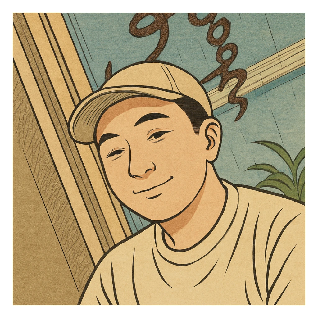 Transform this person into ukiyo-e style, focusing on traditional Japanese illustration with bold outlines and soft color gradients. sticker