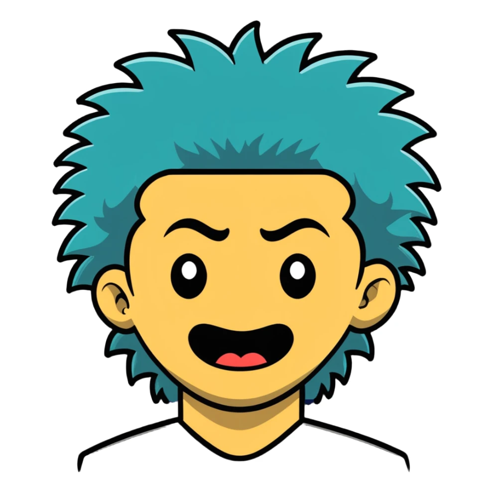 crazy man with wild hair and manic expression sticker