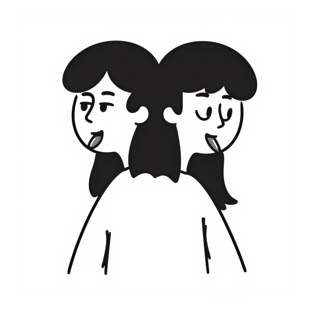 woman with two heads sticking out their tongues sticker